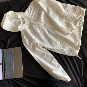 brandy melville white zip up windbreaker